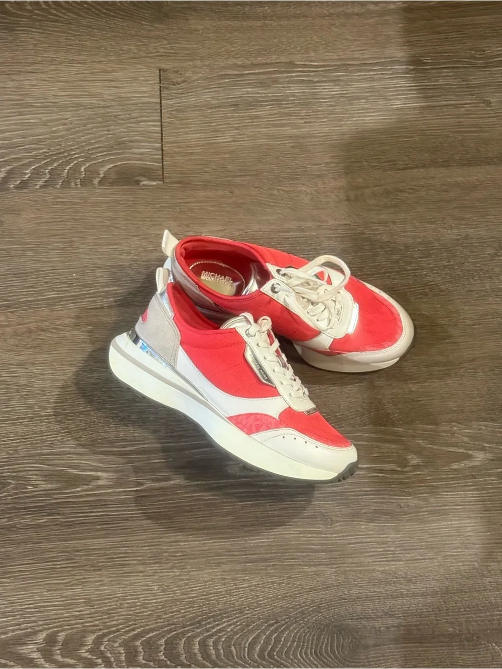 Michael Kors Red and Cream Low-Top Women's Sneakers
